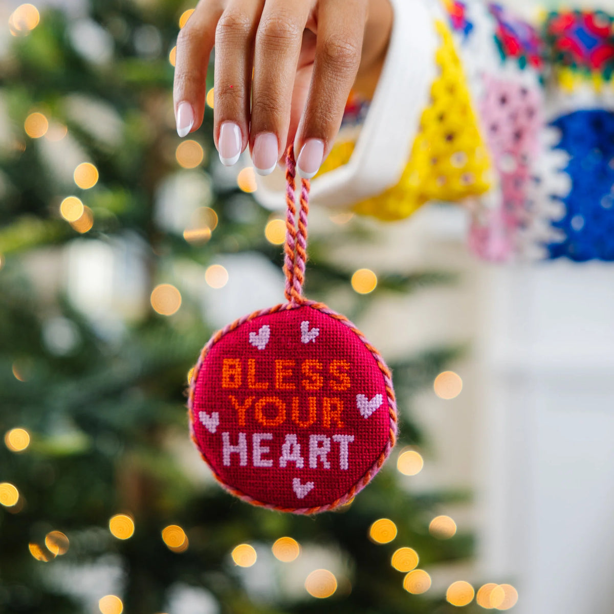 Bless Your Heart Needlepoint Ornament