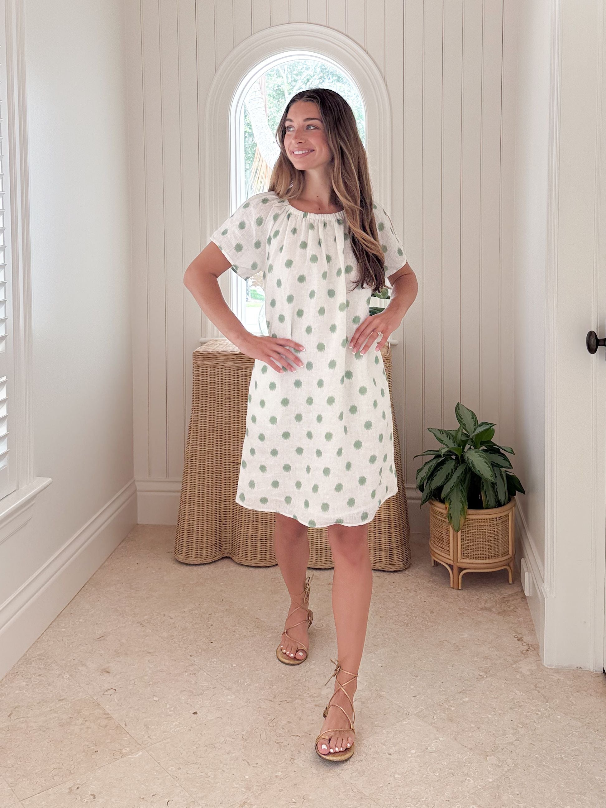 NAVYBLEU Palm Beach Dress Polka Dot Green