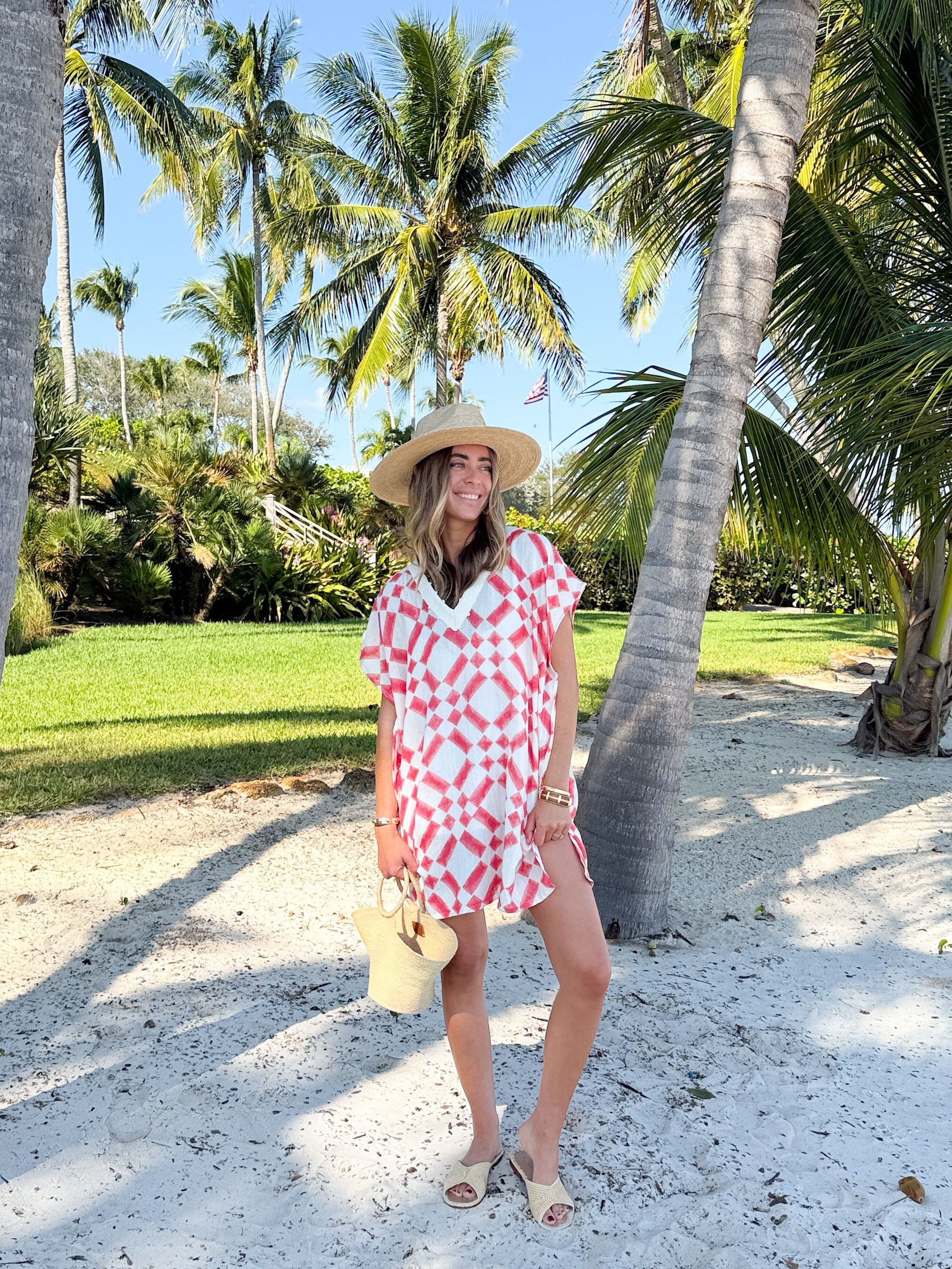 FRAE The Janie Short Caftan Watermelon Tile Block