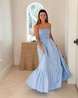 KASIA Cosmos Strapless Smocked Maxi Dress Ciel