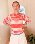 JUMPER 1234 Tipped Little Stripe Crew Cerise, Lily & Skylar