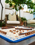 The Montecito Mahjong Mat-Wildflowers with Blue Fringe