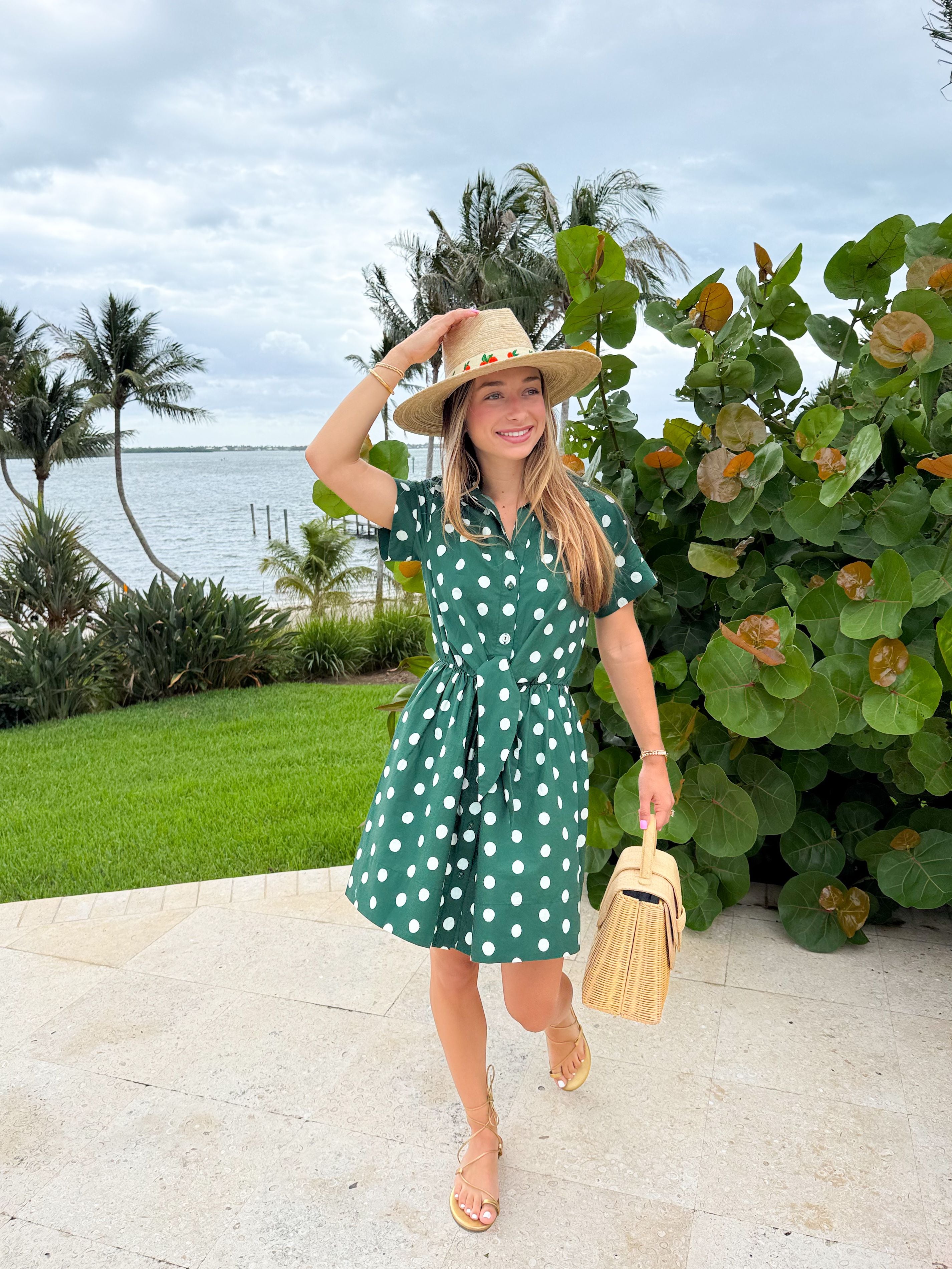 Asbury Mini Dress XS / Polka Dot Green