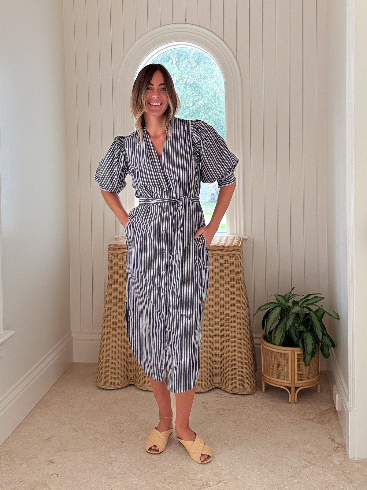 GRACE &amp; BARDOT Hazel Dress Midnight Pinstripe