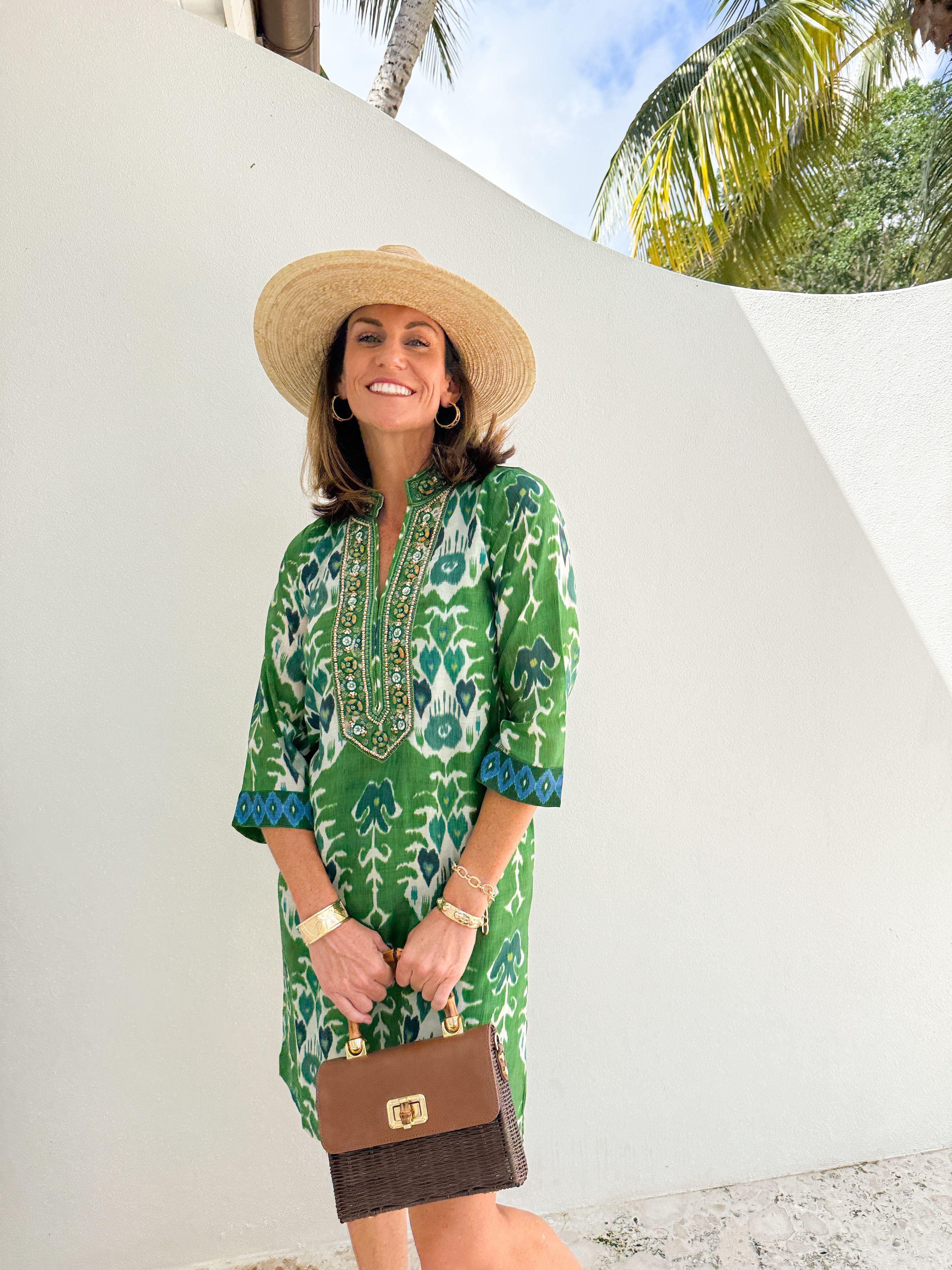 BELLA TU Bennett Tunic Dress Ikat Green