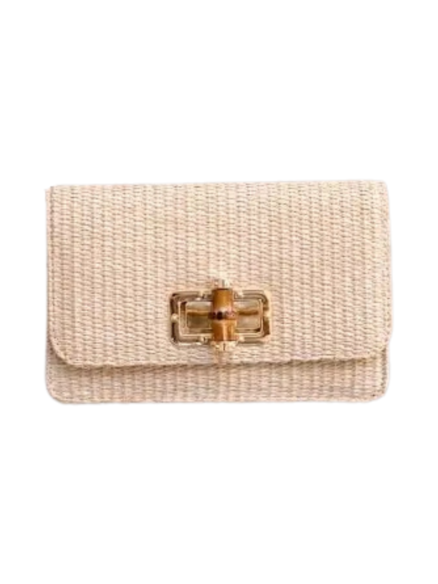 Lilly Straw Clutch Bamboo Toggle