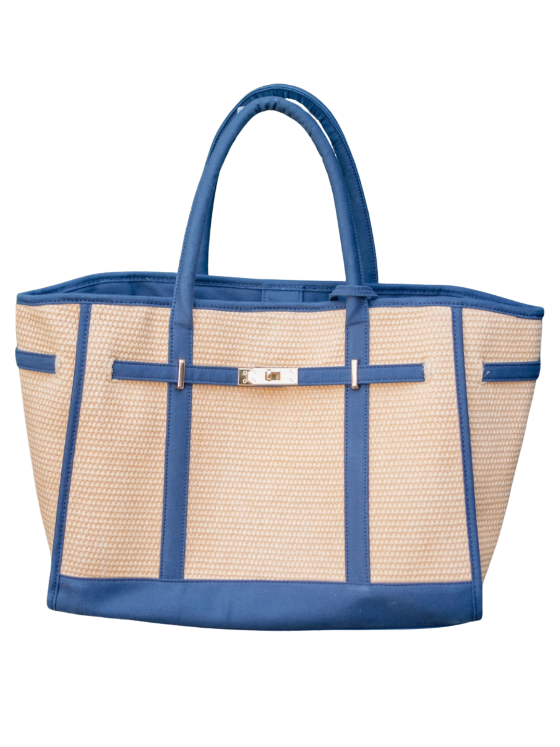Spencer Raffia Tote Bag Navy