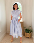 OLIPHANT Belted Shirt Dress Sconcet Blue