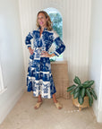 GUADALUPE Ariel Ikat Dress Blue