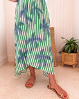 FRAE The Dody Maxi Dress Green Stripe Blue Palm