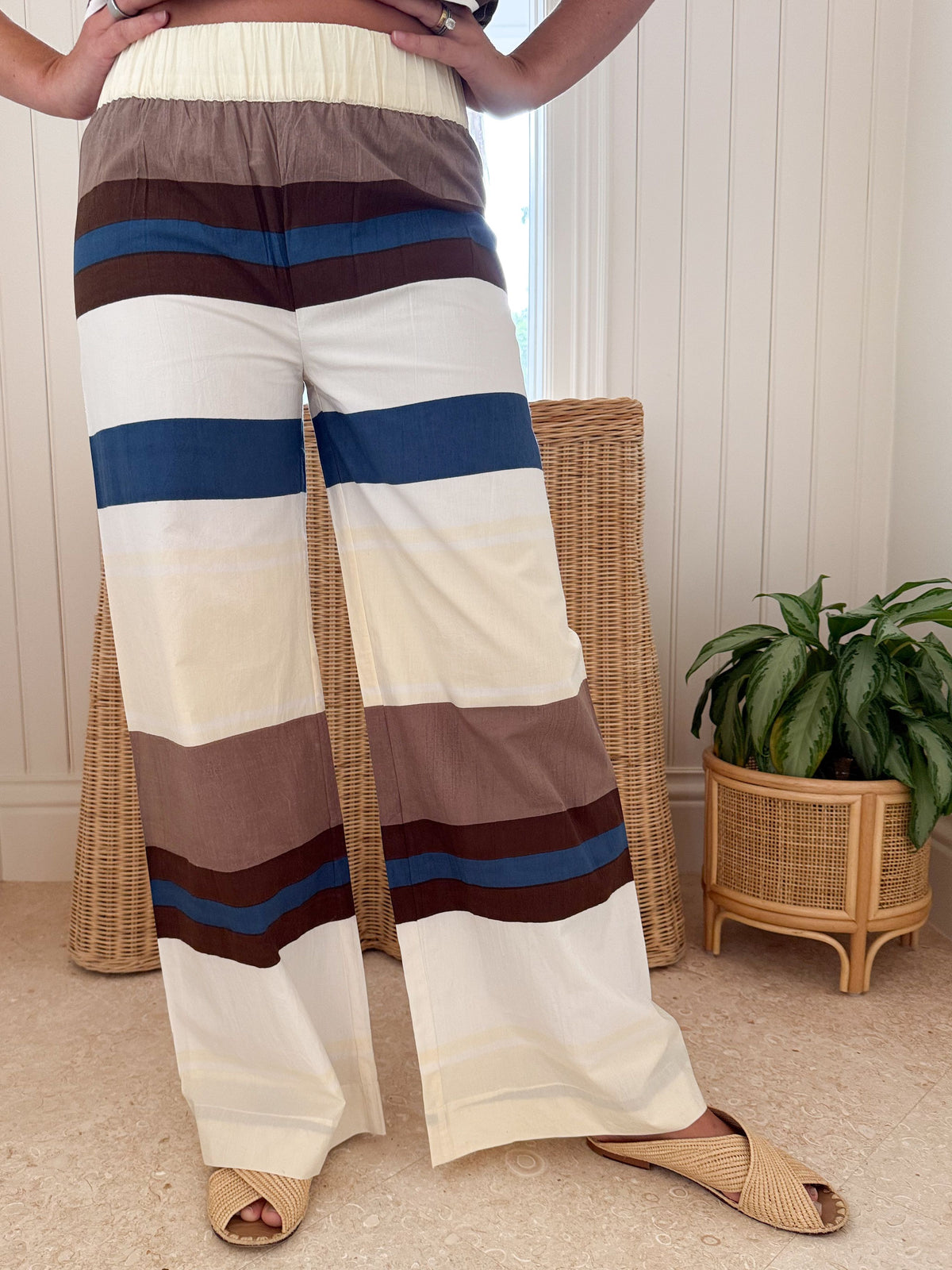 FITZROY &amp; WILLA Bradbury Pant Rugby Stripe Espresso