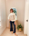 FRANK & EILEEN Monterey Sweater Ivory w/ Camel Stripe