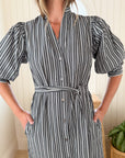 GRACE & BARDOT Hazel Dress Midnight Pinstripe