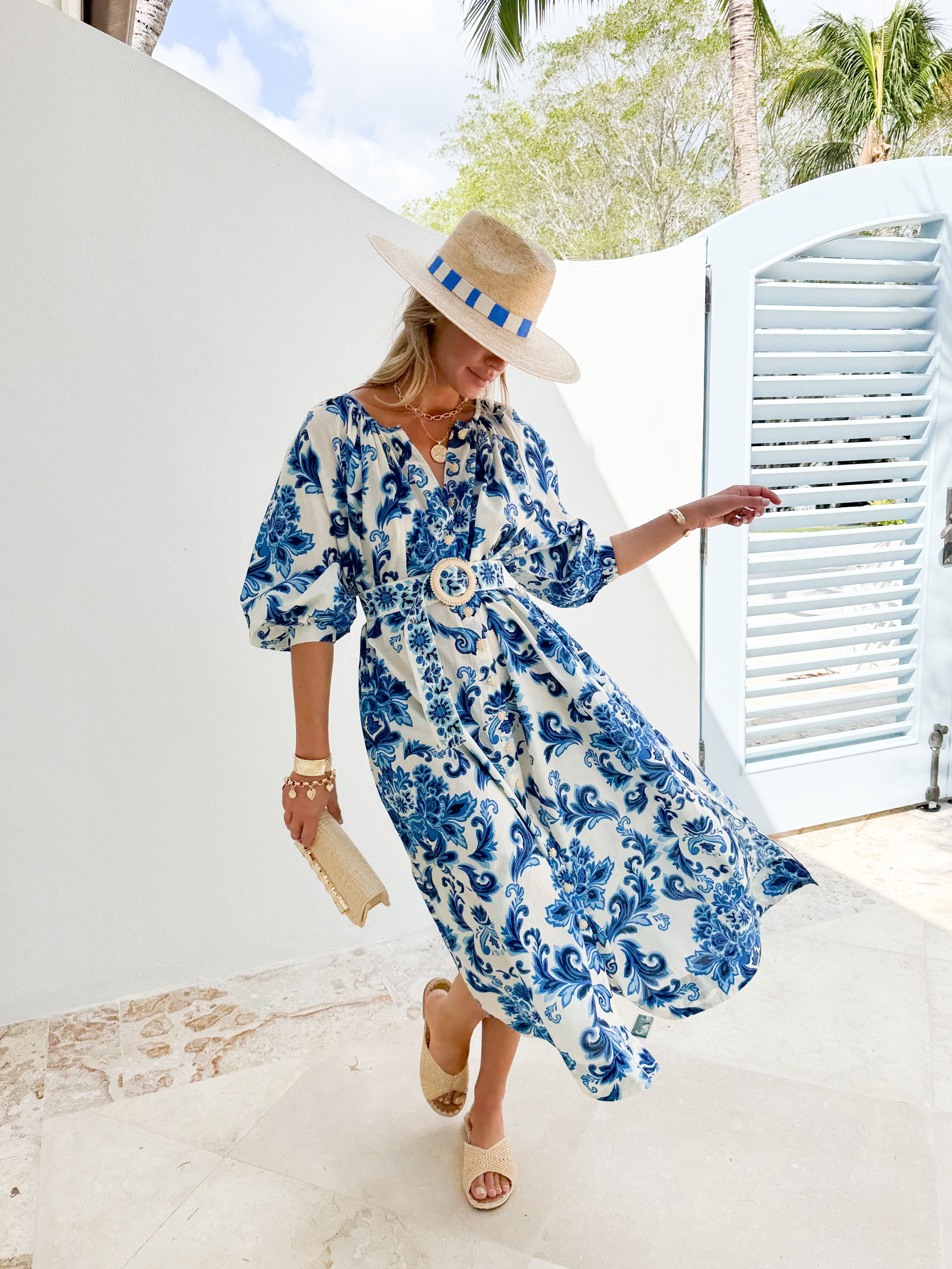 CARA CARA Simone Dress Fiore Evening Blue