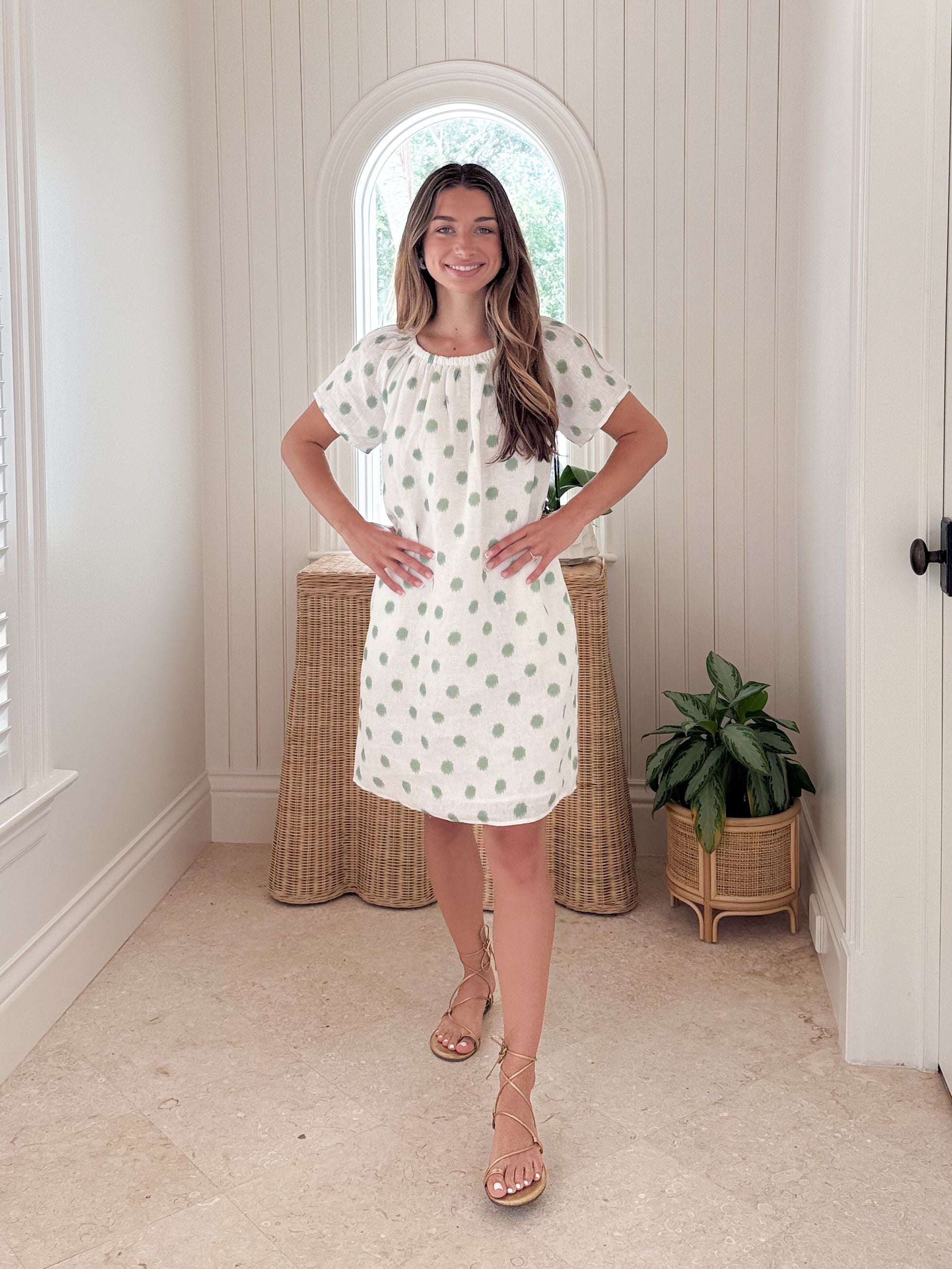NAVYBLEU Palm Beach Dress Polka Dot Green