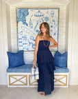 FELICITE Strapless Tier Maxi Navy