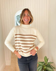 FRANK & EILEEN Monterey Sweater Ivory w/ Camel Stripe