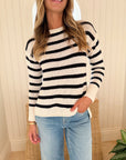 HIHO Relaxed Crew Sweater Night Sky Stripe