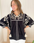 FINAL SALE ROSE AND ROSE Camden Top Black w/ Cream