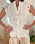 SHERIDAN FRENCH Georgia Blouse Cloud White Eyelet