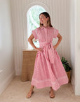 OLIPHANT Belted Shirt Dress Sconset Red