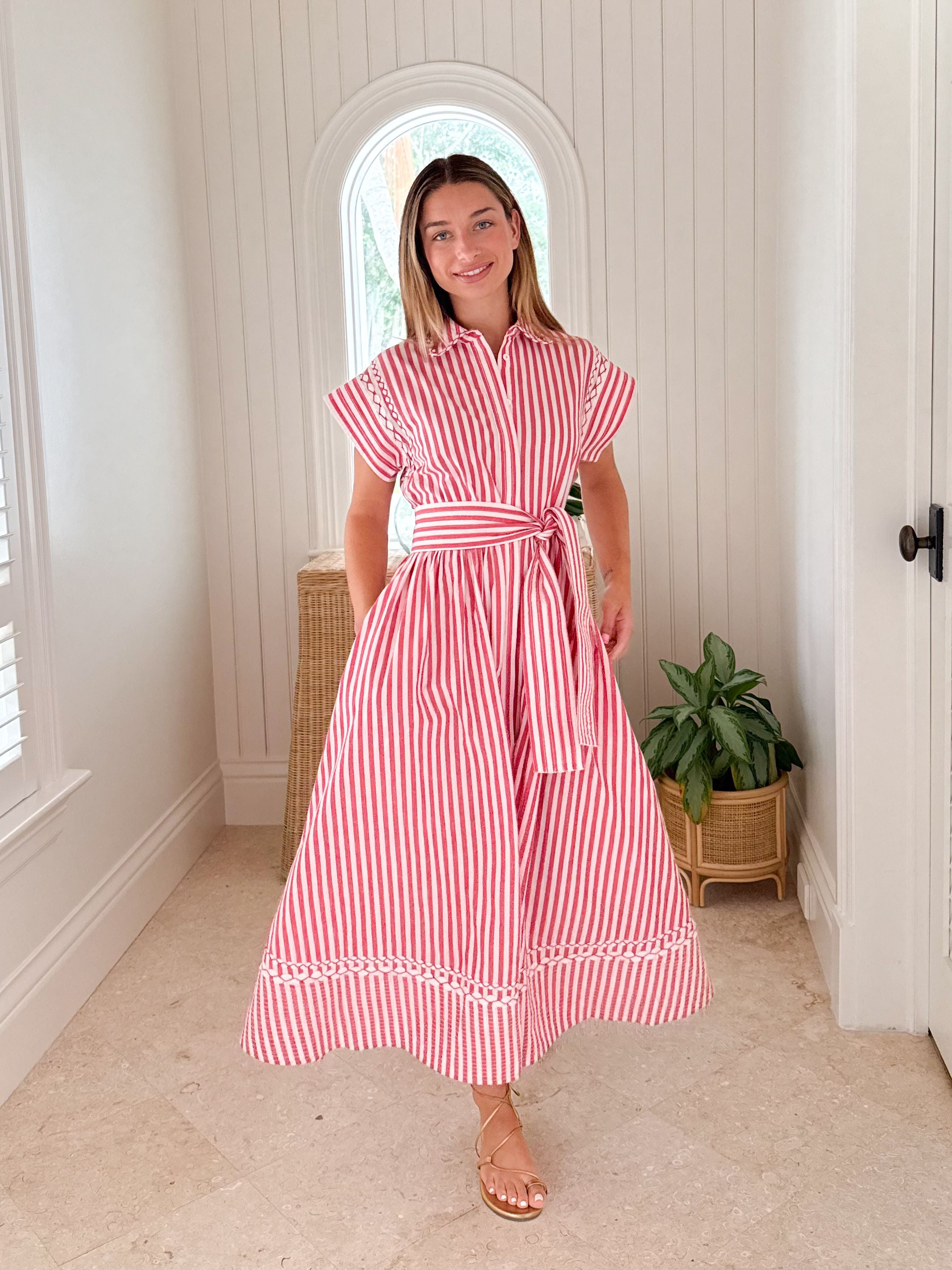 OLIPHANT Belted Shirt Dress Sconset Red – Matilda's Life Style
