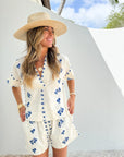 OLIPHANT V Neck Top Wicklow Blue