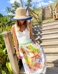 ME369 Vanessa Printed Midi Skirt Magic Ocean
