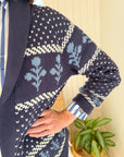 MAREA Shawl Cardigan Intarsia Navy