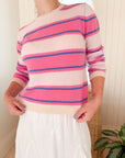 JUMPER 1234 Deckchair Stripe Crew Oatmeal, Azalea, Benzo & Marshmallow