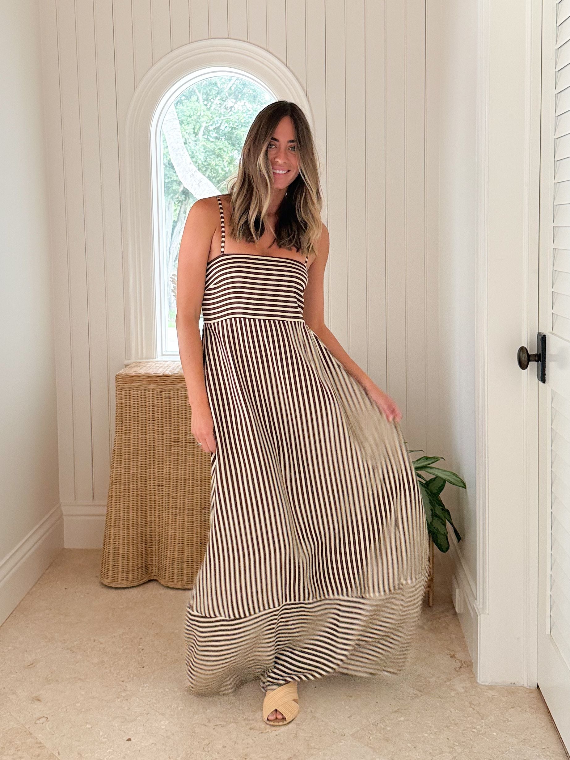 WALKER &amp; WADE Ella Dress Chocolate Stripe