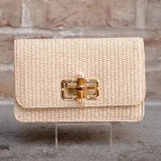 Lilly Straw Clutch Bamboo Toggle