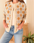 MAREA Flora Intarsia Cardigan Ivory