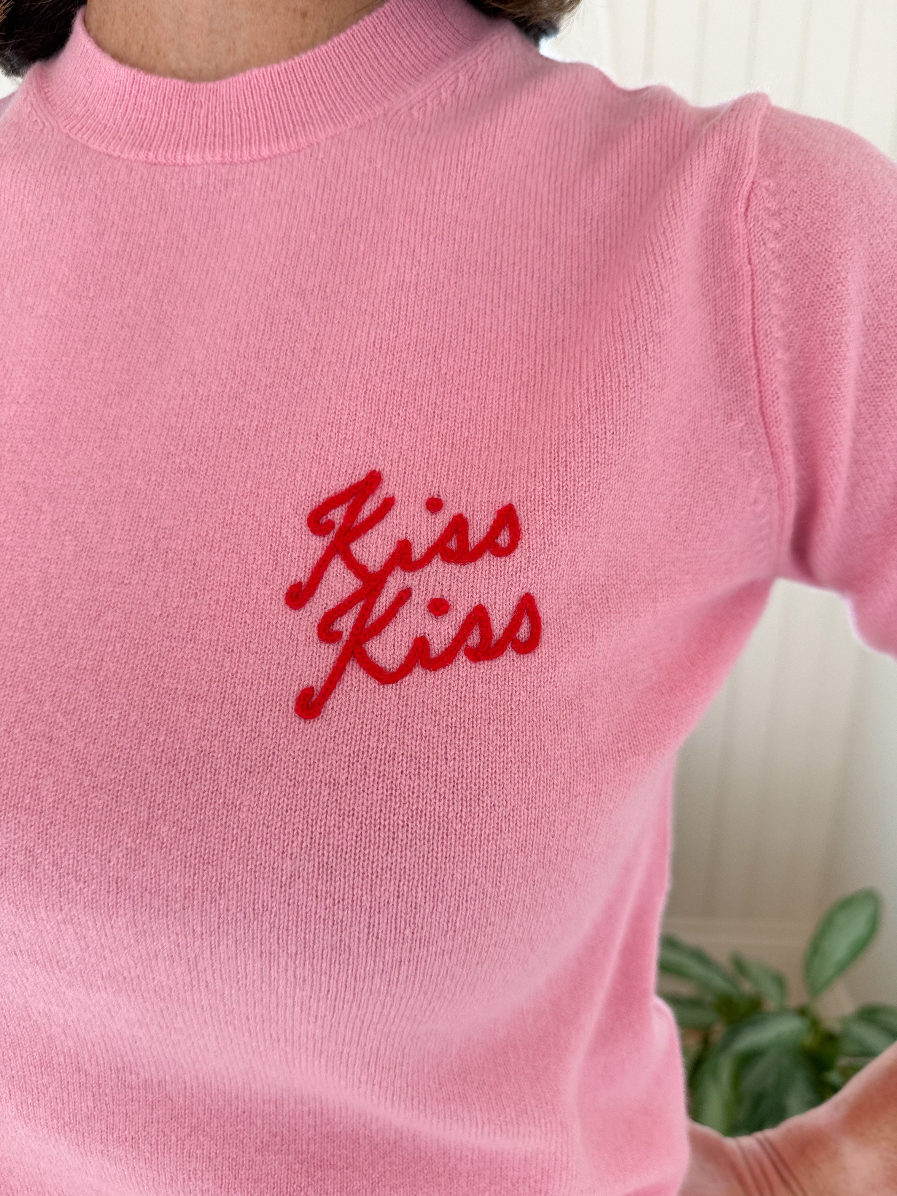 JUMPER 1234 Cashmere Kiss Kiss Crew Pink – Matilda's Life Style