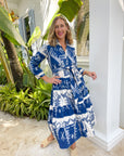 GUADALUPE Ariel Ikat Dress Blue