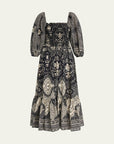 FINAL SALE CARA CARA Jazzy Dress Black Scroll Terrace