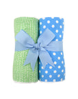 3MARTHAS Burp Cloth Set/2 Blue/Green