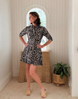 WALKER & WADE Princess Short Dress Black Aztec