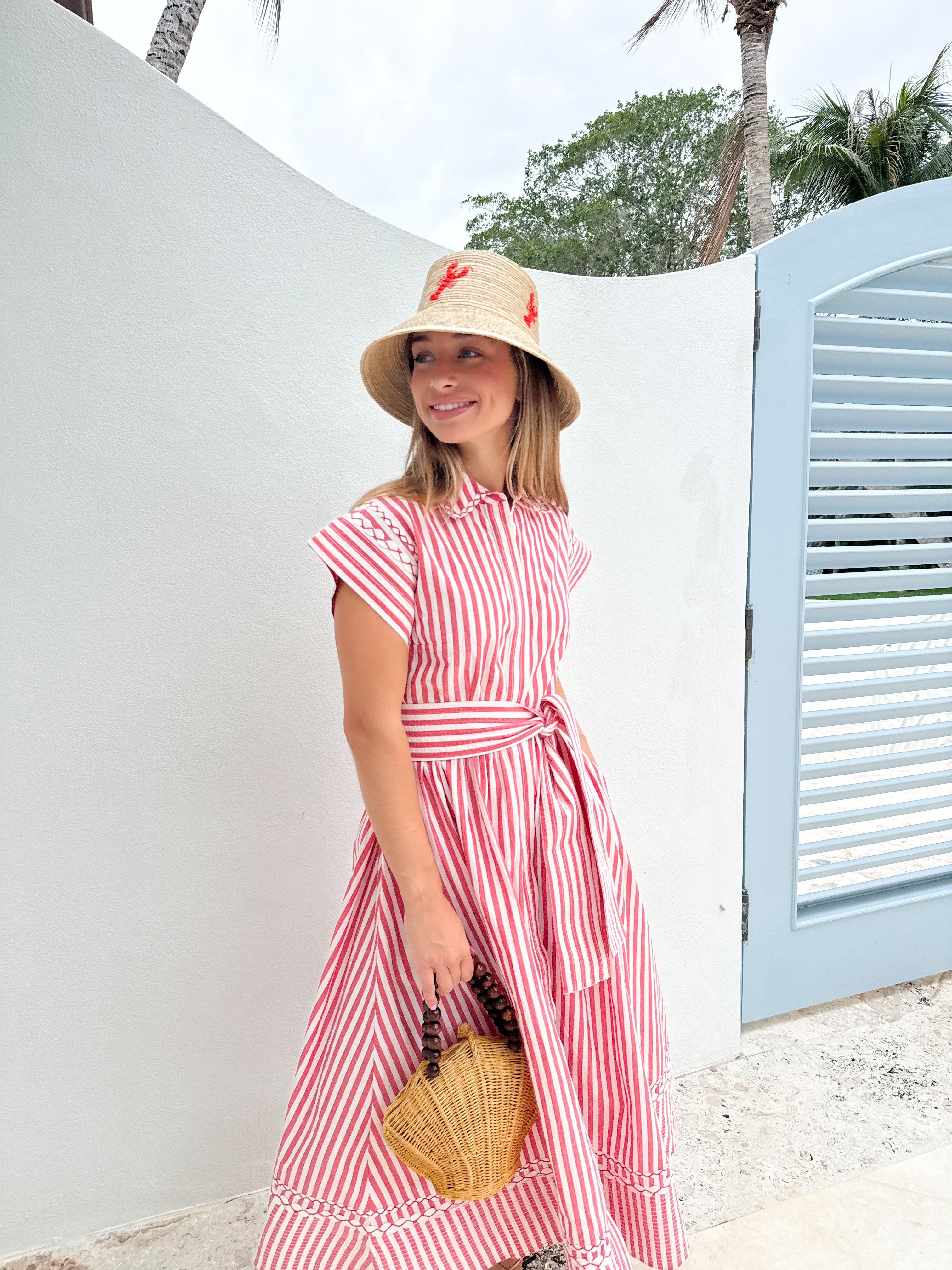 OLIPHANT Belted Shirt Dress Sconset Red