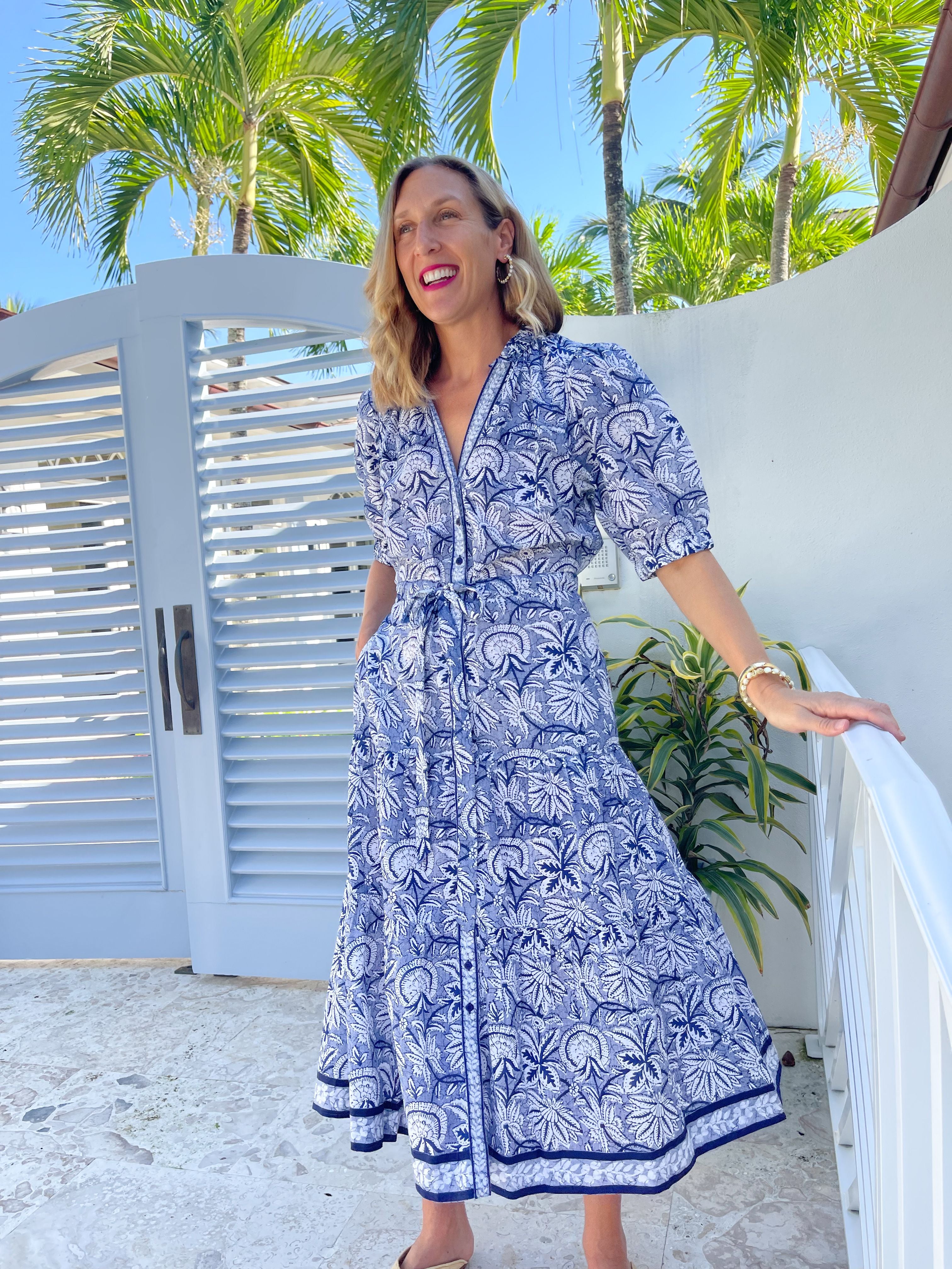 LOLA AUSTRALIA Austen Midi Dress Malta Navy