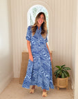 WALKER & WADE Princess Dress Blue Tribal