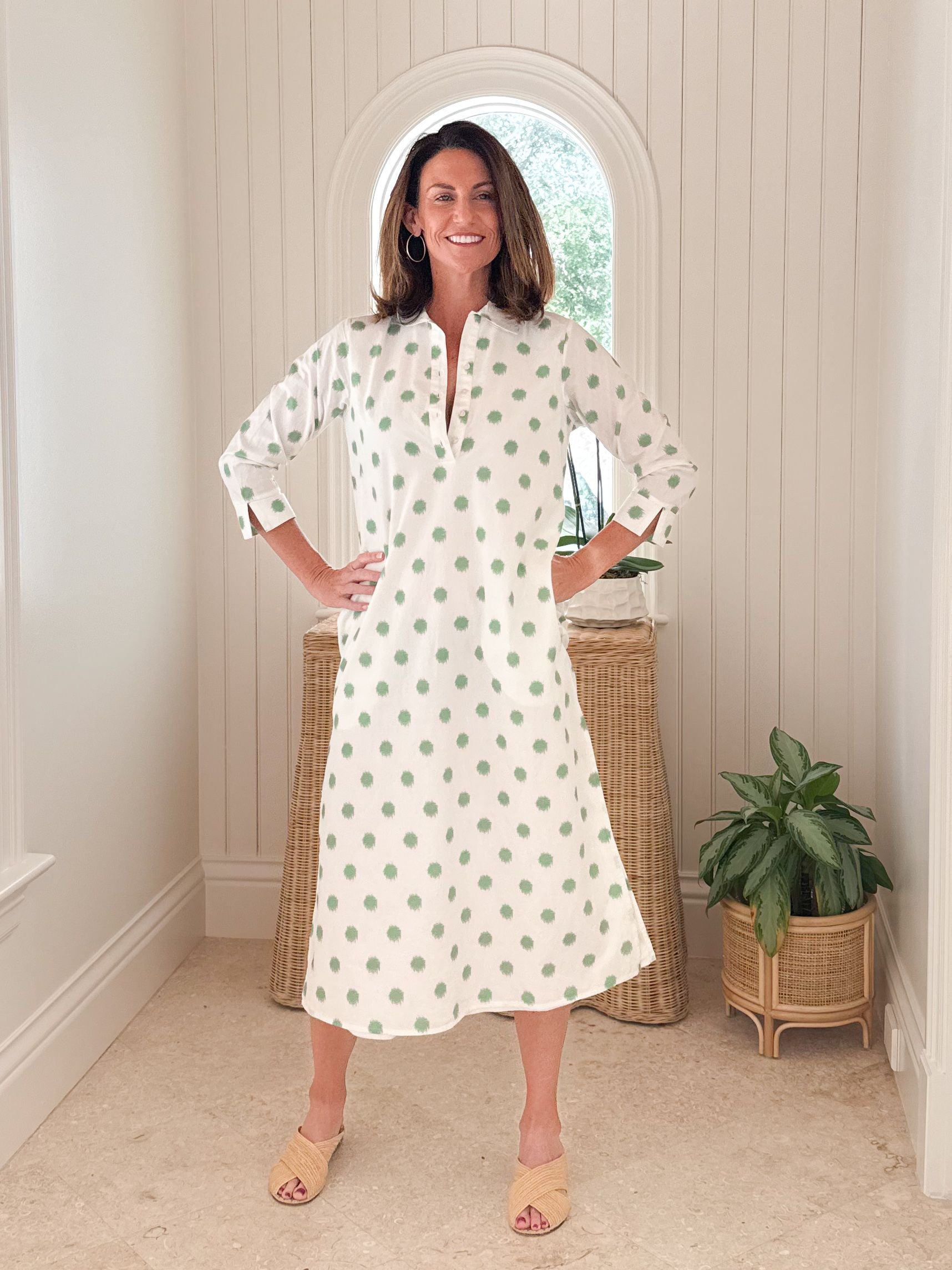 NAVYBLEU Sara Dress Green Polka