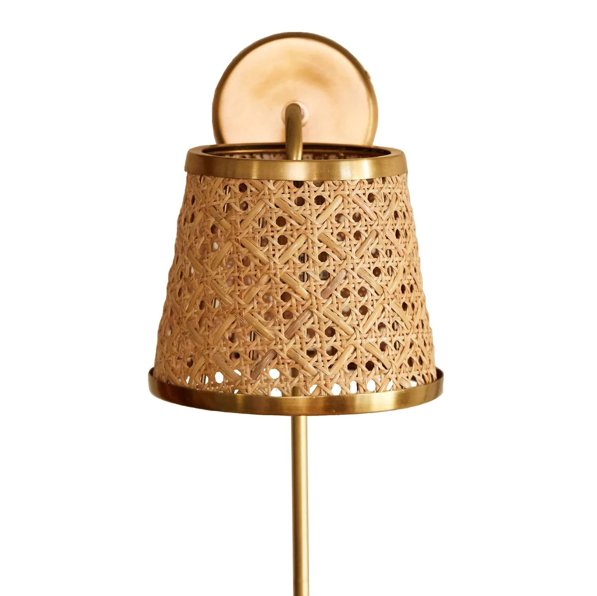 AMANDA LINDROTH Down Sconce with Cane Shade