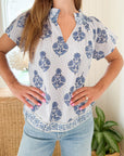 MAREA Cecelia Top Indigo Striped Hollyhock
