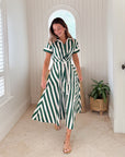 CARA CARA Asbury Dress Green/White Stripe