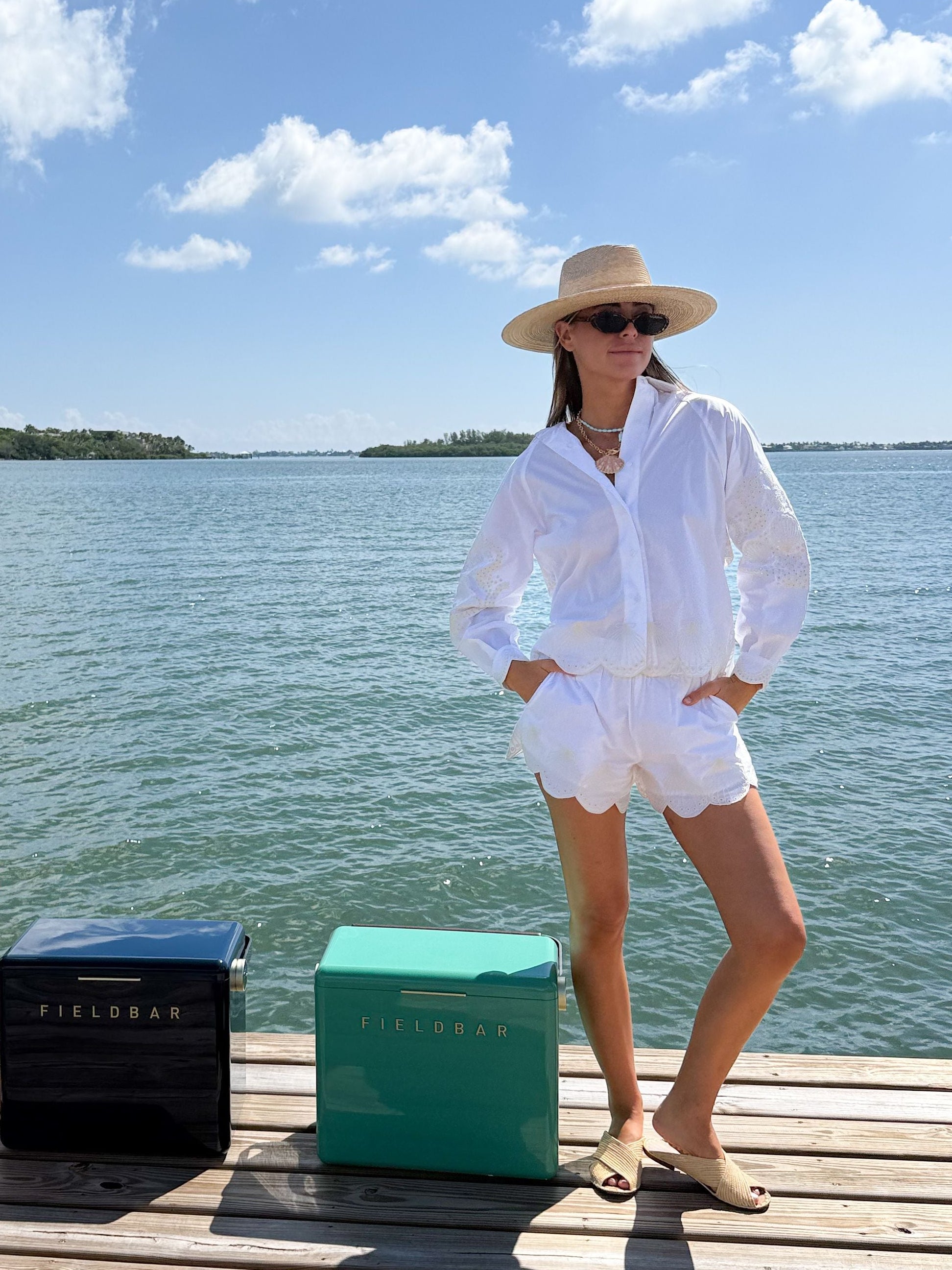 LADY CAPTAIN Eyelet Captain Shirt Ivory