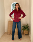 FRANK & EILEEN Eileen Button Up Garnet