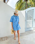 OLIPHANT Mini Collared Shirt Dress Matrix Blue