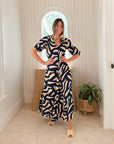 WALKER & WADE Daphne Dress Navy & Taupe Mod