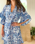 FITZROY & WILLA Soleil Mini Dress Big Blue Floral